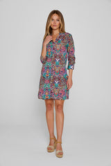 LAURALY – Robe Liberty Col Mao Manches 3/4 Coupe droite – Femme – Elm Housse 102A