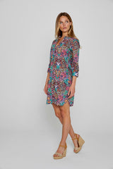 LAURALY – Robe Liberty Col Mao Manches 3/4 Coupe droite – Femme – Elm Housse 102A