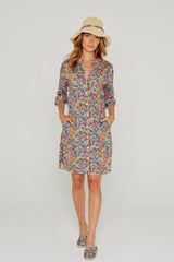 LAURALY – Robe Liberty Col Mao Manches 3/4 Coupe droite – Femme – Margaret Annie 037A