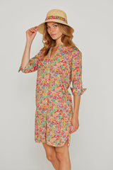 LAURALY – Robe Liberty Col Mao Manches 3/4 Coupe droite – Femme – Margaret Annie 037B