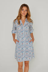 LAURALY – Robe Liberty Col Mao Manches 3/4 Coupe droite – Femme – Palmeira 035C