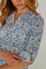 LAURALY – Robe Liberty Col Mao Manches 3/4 Coupe droite – Femme – Palmeira 035C