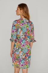 LAURALY – Robe Liberty Col Mao Manches 3/4 Coupe droite – Femme – Jungle Trip 101A