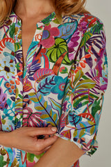LAURALY – Robe Liberty Col Mao Manches 3/4 Coupe droite – Femme – Jungle Trip 101A