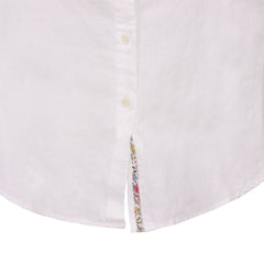 LAURENL – Tunique Lin Opp.Liberty Manches 3/4 Coupe évasée – Femme – Blanc/Kensington Park 136A