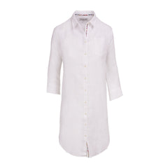 LAURENL – Tunique Lin Opp.Liberty Manches 3/4 Coupe évasée – Femme – Blanc/Kensington Park 136A