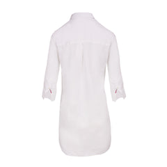 LAURENL – Tunique Lin Opp.Liberty Manches 3/4 Coupe évasée – Femme – Blanc/Kensington Park 136A