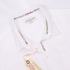 LAURENL – Tunique Lin Opp.Liberty Manches 3/4 Coupe évasée – Femme – Blanc/Kensington Park 136A