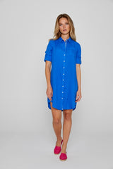 LAURENL – Tunique Lin Opp.Liberty Manches 3/4 Coupe évasée – Femme – Bleu royal/Mabelle 013K