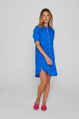 LAURENL – Tunique Lin Opp.Liberty Manches 3/4 Coupe évasée – Femme – Bleu royal/Mabelle 013K