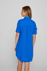 LAURENL – Tunique Lin Opp.Liberty Manches 3/4 Coupe évasée – Femme – Bleu royal/Mabelle 013K