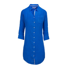 LAURENL – Tunique Lin Opp.Liberty Manches 3/4 Coupe évasée – Femme – Bleu royal/Mabelle 013K