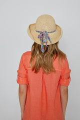 LAURENL – Tunique Lin Opp.Liberty Manches 3/4 Coupe évasée – Femme – Orange/Margaret Annie 037A