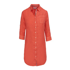 LAURENL – Tunique Lin Opp.Liberty Manches 3/4 Coupe évasée – Femme – Orange/Margaret Annie 037A