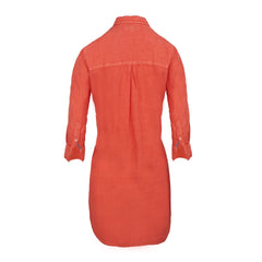 LAURENL – Tunique Lin Opp.Liberty Manches 3/4 Coupe évasée – Femme – Orange/Margaret Annie 037A