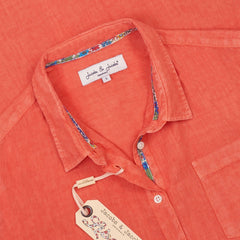 LAURENL – Tunique Lin Opp.Liberty Manches 3/4 Coupe évasée – Femme – Orange/Margaret Annie 037A