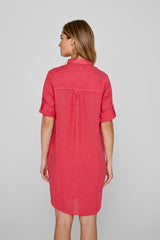 LAURENL – Tunique Lin Opp.Liberty Manches 3/4 Coupe évasée – Femme - Fraise/Margaret Annie 037B