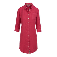 LAURENL – Tunique Lin Opp.Liberty Manches 3/4 Coupe évasée – Femme - Fraise/Margaret Annie 037B