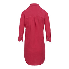 LAURENL – Tunique Lin Opp.Liberty Manches 3/4 Coupe évasée – Femme - Fraise/Margaret Annie 037B