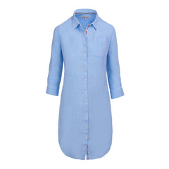 LAURENL – Tunique Lin Opp.Liberty Manches 3/4 Coupe évasée – Femme – Bleu ciel/ Margaret Annie 165A