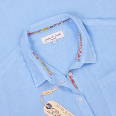 LAURENL – Tunique Lin Opp.Liberty Manches 3/4 Coupe évasée – Femme – Bleu ciel/ Margaret Annie 165A