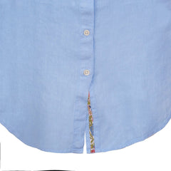 LAURENL – Tunique Lin Opp.Liberty Manches 3/4 Coupe évasée – Femme – Bleu ciel/ Margaret Annie 165A