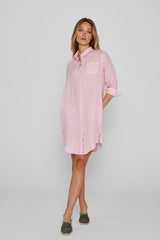 LAURENL – Tunique Lin Opp.Liberty Manches 3/4 Coupe évasée – Femme – Rose/Palmeira 035A