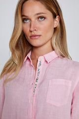 LAURENL – Tunique Lin Opp.Liberty Manches 3/4 Coupe évasée – Femme – Rose/Palmeira 035A