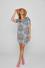 LAURENLY – Tunique Liberty Manches 3/4 Coupe évasée – Femme – Elm Housse 102B