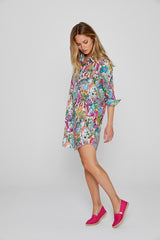 LAURENLY – Tunique Liberty Manches 3/4 Coupe évasée – Femme – Jungle Trip 101A