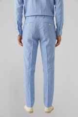 MARBELLA – Pantalon Lin & Coton – Homme - Bleu Ciel Chiné
