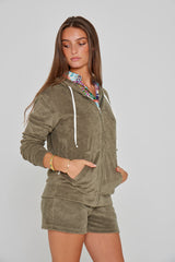 MILANO - Veste Capuche Zippé - Coupe Droite - Unisex - Kaki