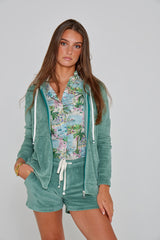 MILANO - Veste Capuche Zippé - Coupe Droite - Unisex - Vert Lagon