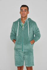 MILANO - Veste Capuche Zippé - Coupe Droite - Unisex - Vert Lagon