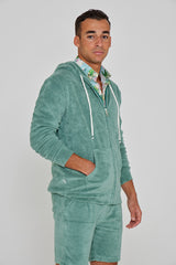 MILANO - Veste Capuche Zippé - Coupe Droite - Unisex - Vert Lagon