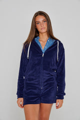 MILANO - Veste Capuche Zippé - Coupe Droite - Unisex - Bleu Marine