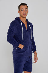 MILANO - Veste Capuche Zippé - Coupe Droite - Unisex - Bleu Marine