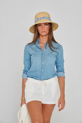 PAPAYO – Short coton Coupe droite – Femme – Ecru