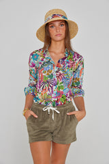 PAPAYO – Short coton Coupe droite – Femme – Kaki