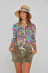 PAPAYO – Short coton Coupe droite – Femme – Kaki