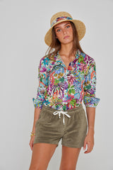 PAPAYO – Short coton Coupe droite – Femme – Kaki