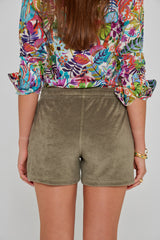 PAPAYO – Short coton Coupe droite – Femme – Kaki