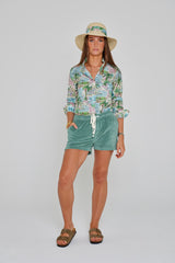 PAPAYO – Short coton Coupe droite – Femme – Vert Lagon