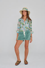 PAPAYO – Short coton Coupe droite – Femme – Vert Lagon