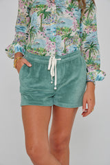 PAPAYO – Short coton Coupe droite – Femme – Vert Lagon