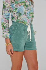 PAPAYO – Short coton Coupe droite – Femme – Vert Lagon