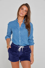 PAPAYO – Short coton Coupe droite – Femme – Bleu marine