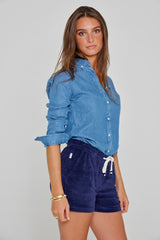 PAPAYO – Short coton Coupe droite – Femme – Bleu marine