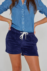 PAPAYO – Short coton Coupe droite – Femme – Bleu marine