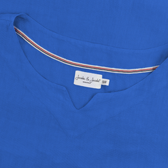 REBECA – Robe 100% Lin Oversize Manches 3/4 Col V – Femme – Bleu Royal